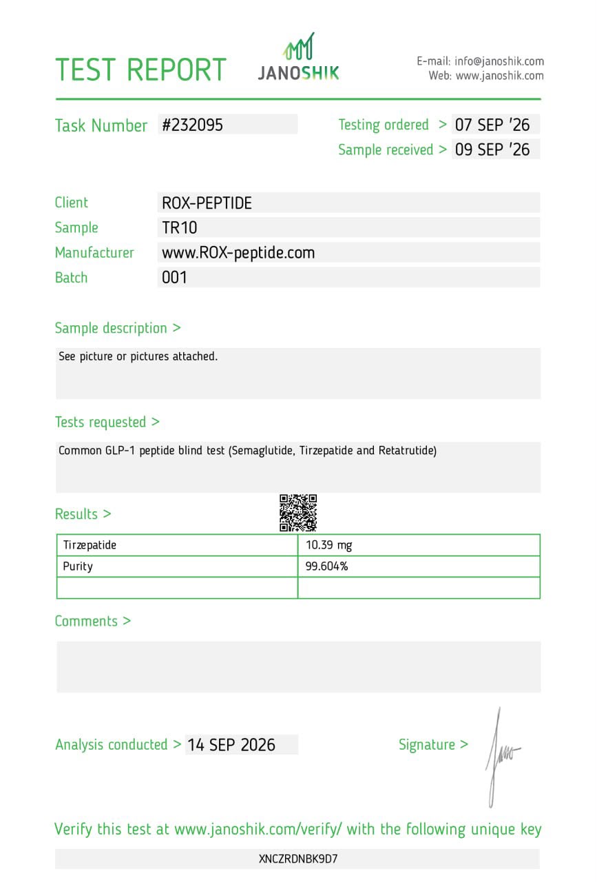 ROX Peptides Tirzepatide test report — task 232095