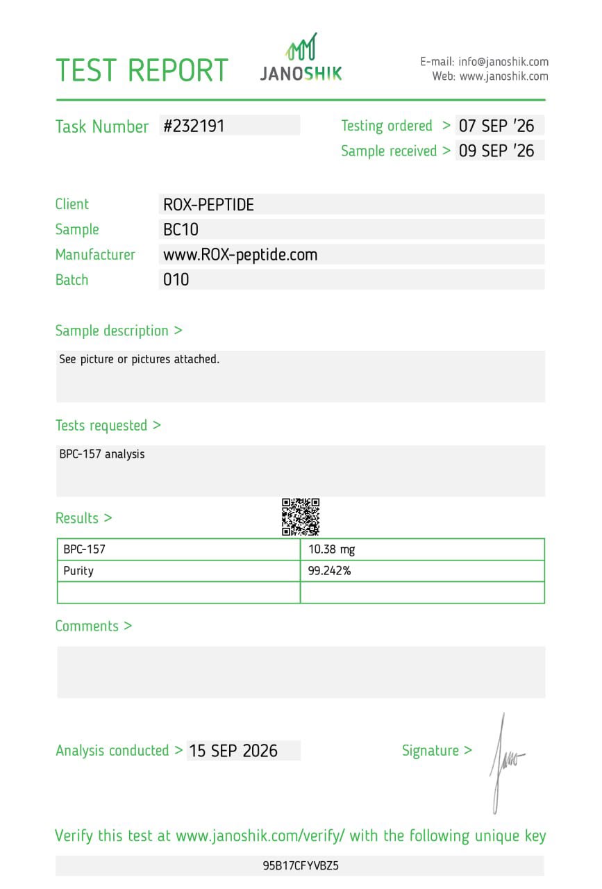 ROX Peptides BPC-157 test report — task 232191