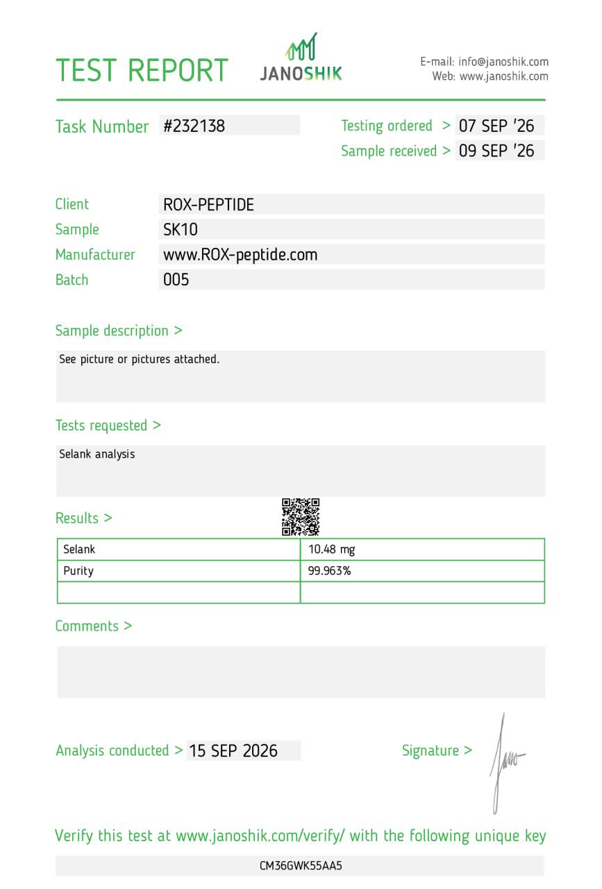 ROX Peptides Selank test report — task 232138