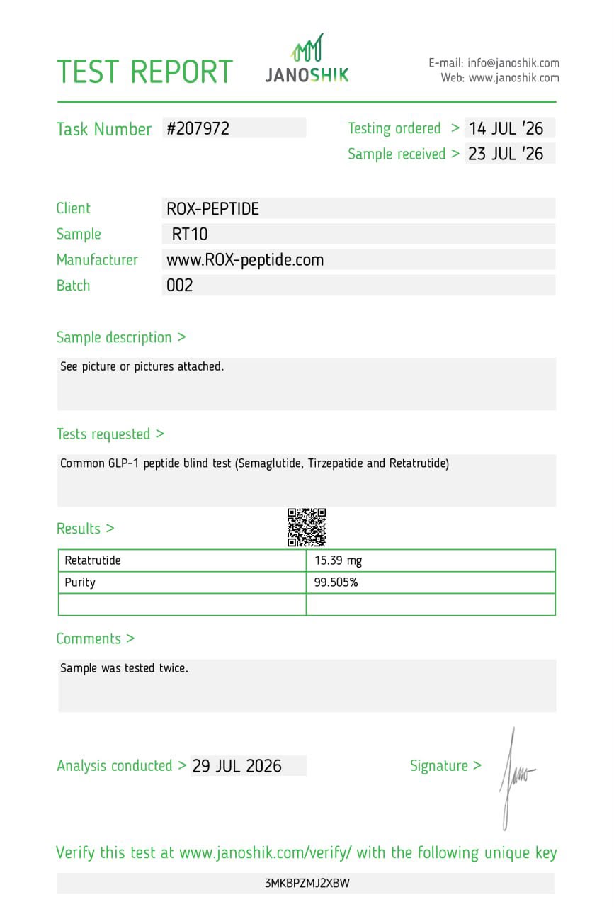 ROX Peptides Retatrutide test report — task 207972
