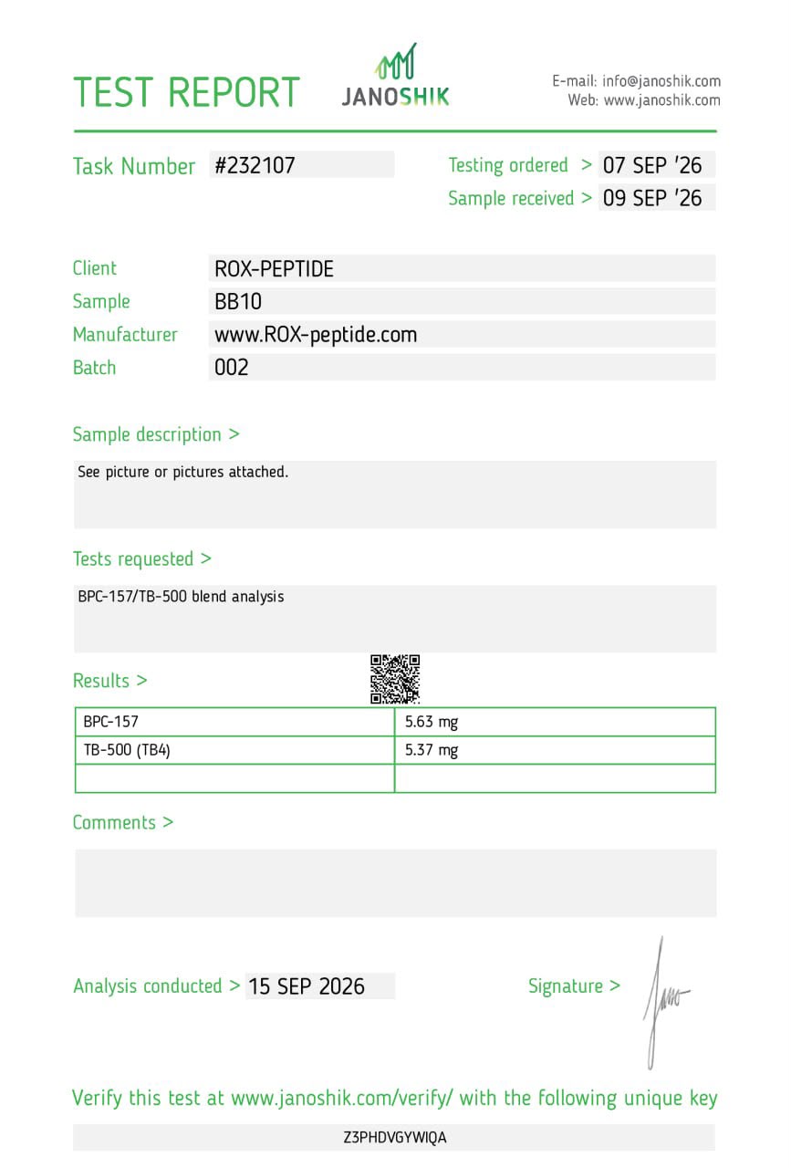 ROX Peptides BPC-157 / TB-500 test report — task 232107