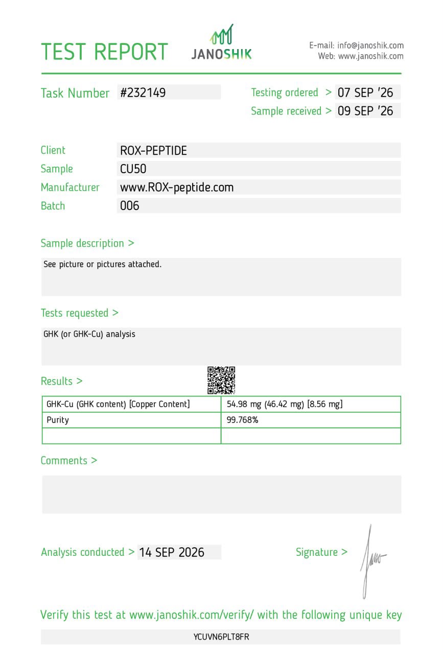 ROX Peptides GHK-Cu test report — task 232149